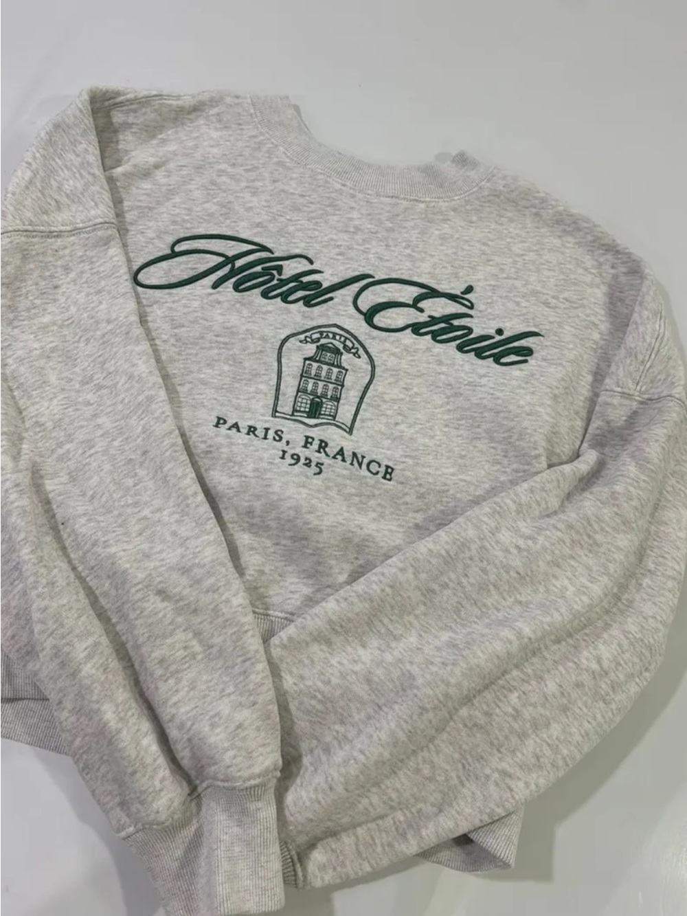 Abercrombie & Fitch Gray Crewneck Sweatshirt with Dark Green Script